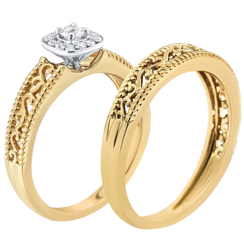 diamond halo bridal set
