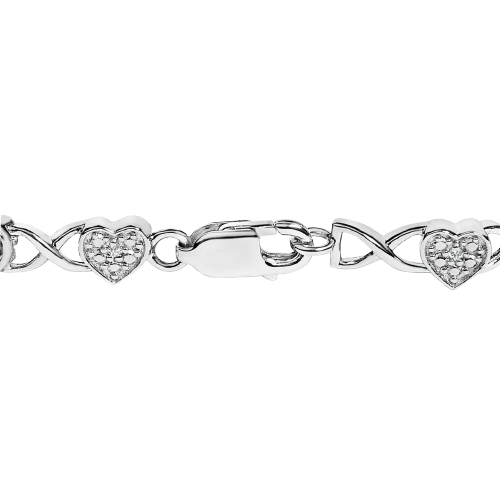 diamond heart link bracelet