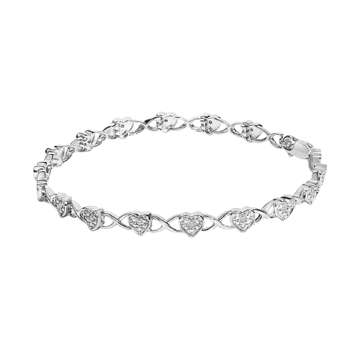 diamond heart link bracelet