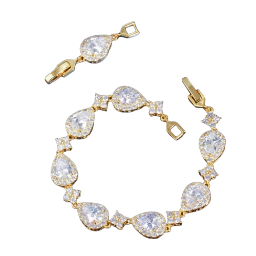gold plated zirconia pear bracelet