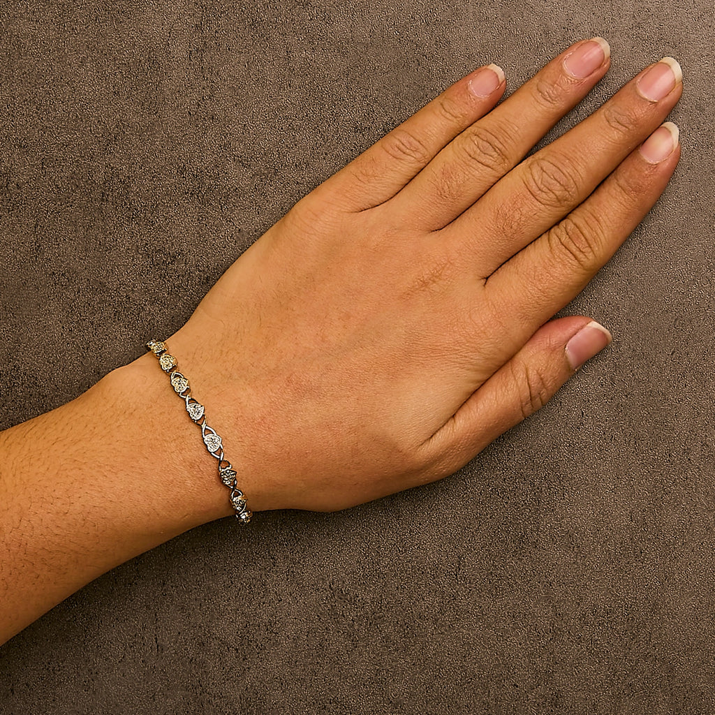 diamond heart link bracelet