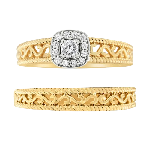 diamond halo bridal set