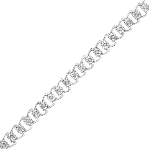 diamond miracle-set double swoosh wave tennis bracelet