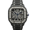 5tone square skeleton moissanite watch