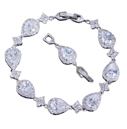 gold plated zirconia pear bracelet