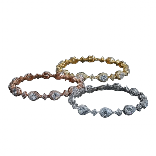 gold plated zirconia pear bracelet