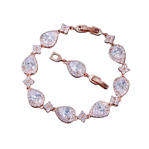 gold plated zirconia pear bracelet