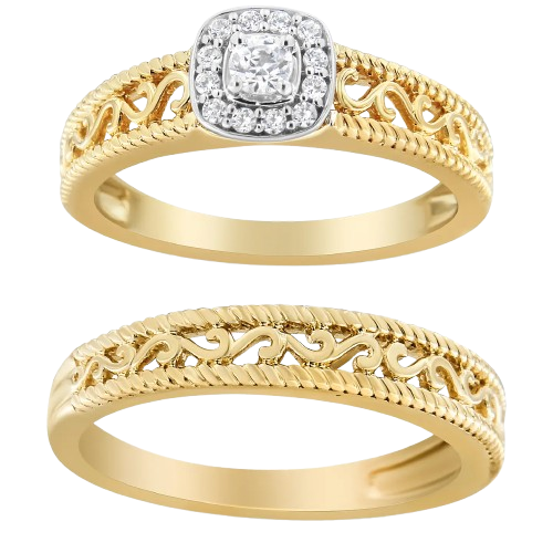 diamond halo bridal set