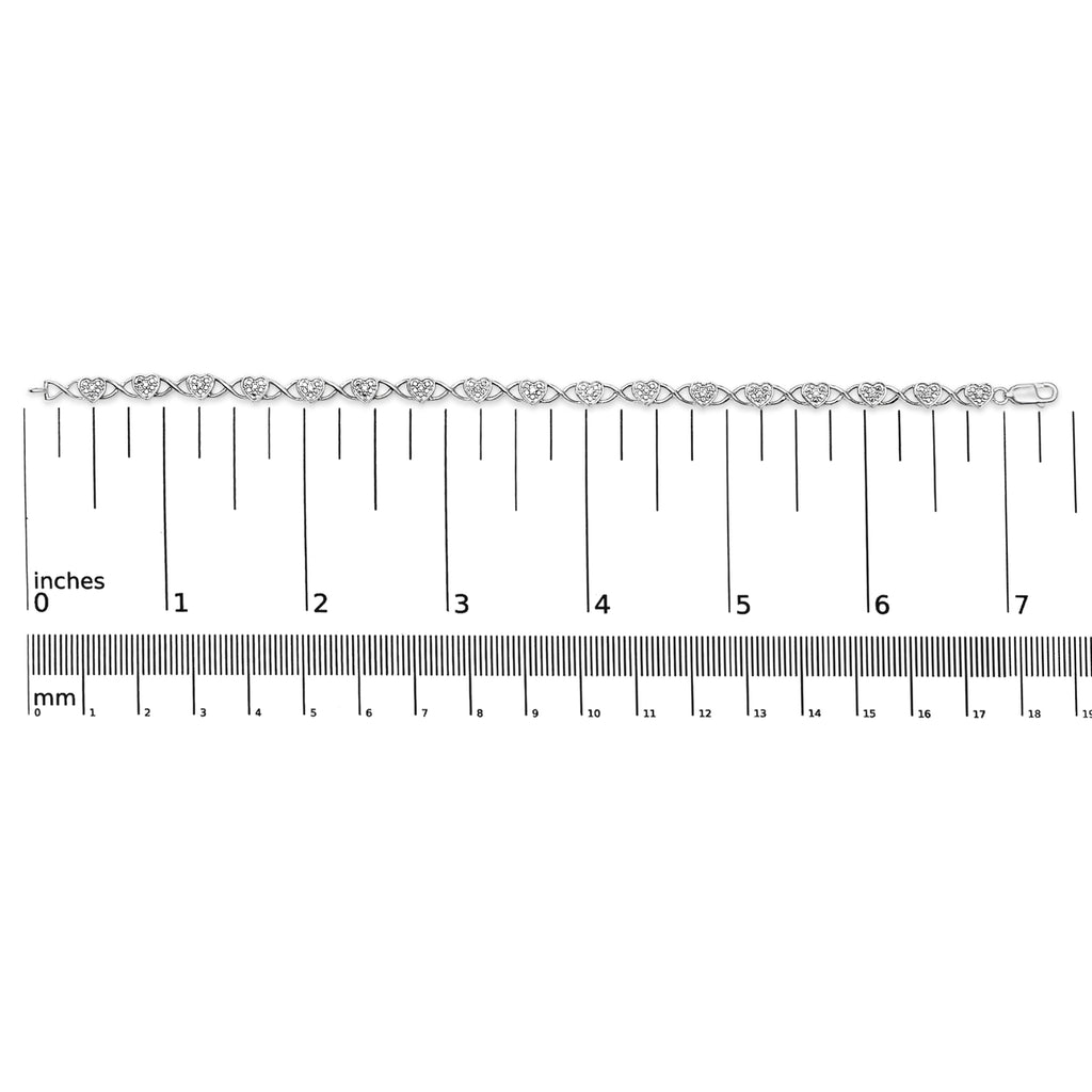 Diamond Accent Heart Link Bracelet - Sterling Silver