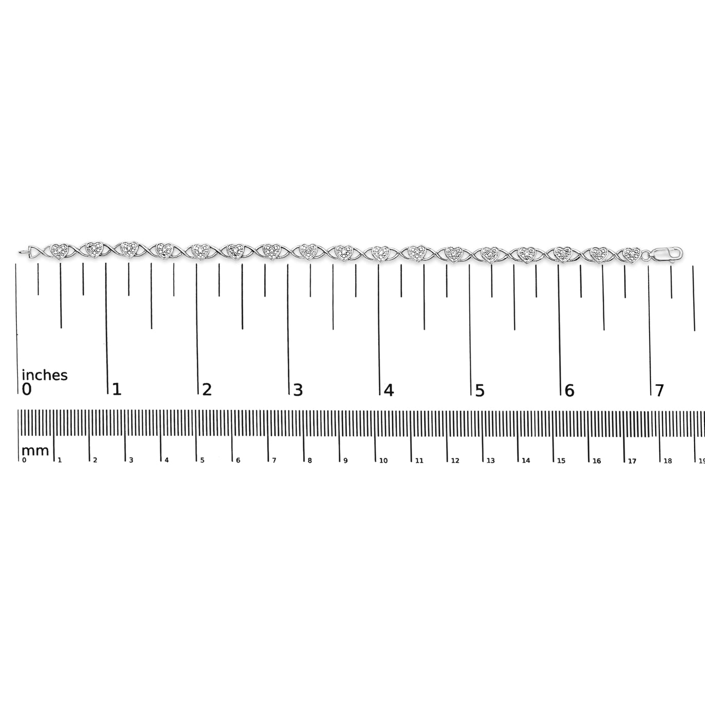 Diamond Accent Heart Link Bracelet - Sterling Silver