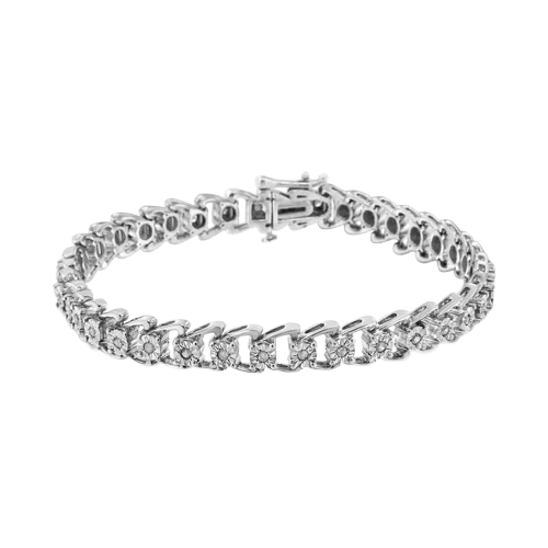 diamond miracle-set double swoosh wave tennis bracelet