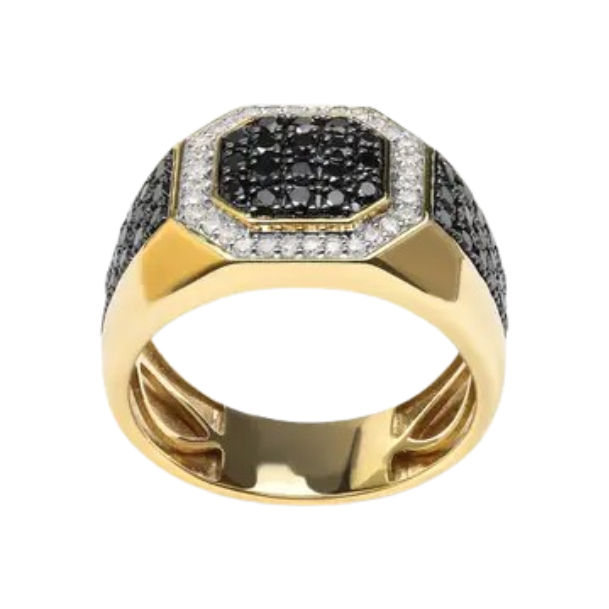 octagonal halo diamond signet ring