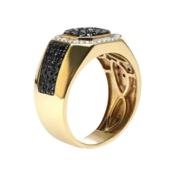 octagonal halo diamond signet ring
