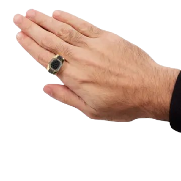 octagonal halo diamond signet ring