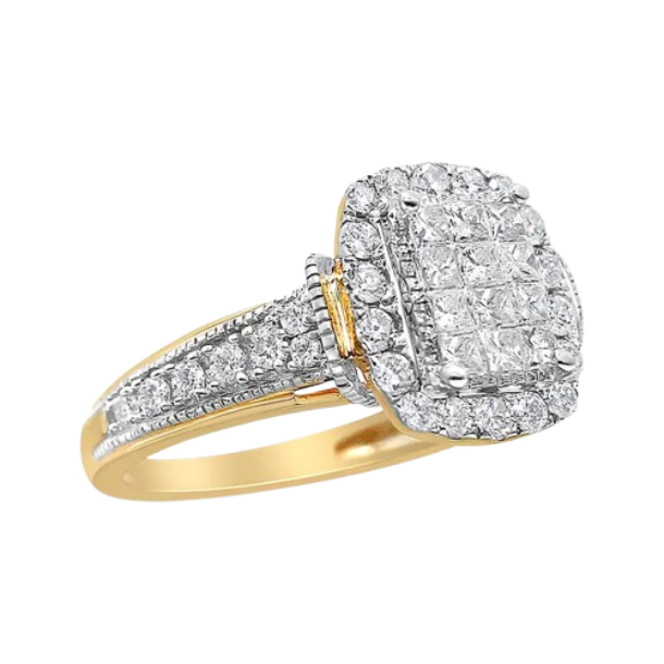emerald halo diamond cluster ring