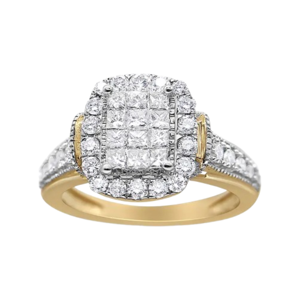 emerald halo diamond cluster ring