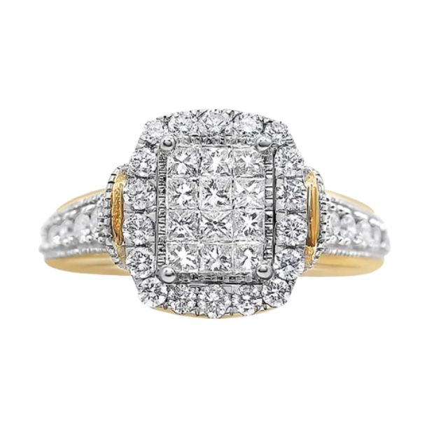 emerald halo diamond cluster ring