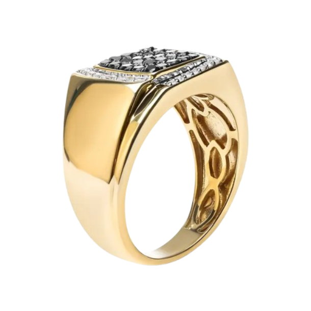 cushion cluster black and white diamond ring