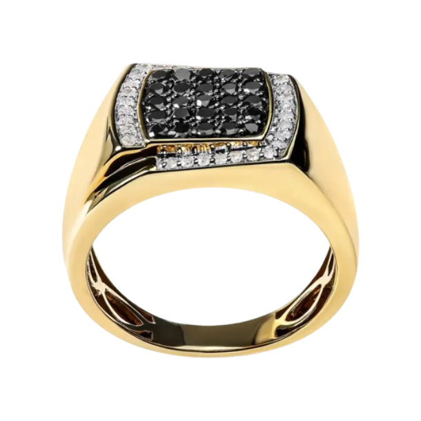 cushion cluster black and white diamond ring