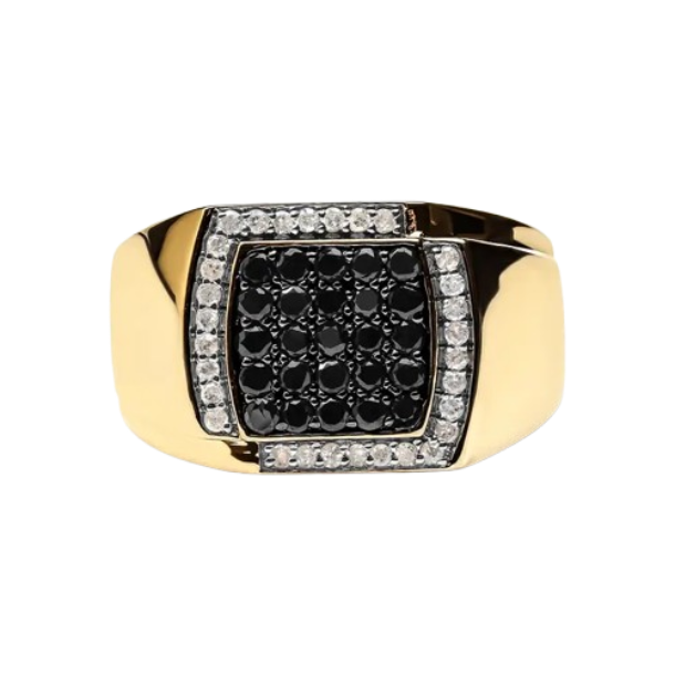 cushion cluster black and white diamond ring