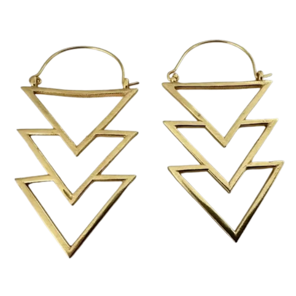 triple triangle drop earrings