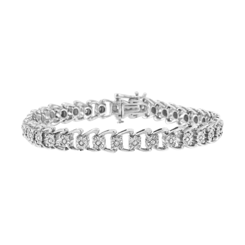 diamond miracle-set double swoosh wave tennis bracelet